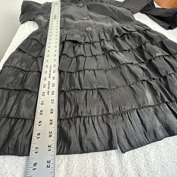 Mycra Pac Life Womens Hooded Button Front Tiered Raincoat Jacket S/M Black Artsy - Picture 10 of 11